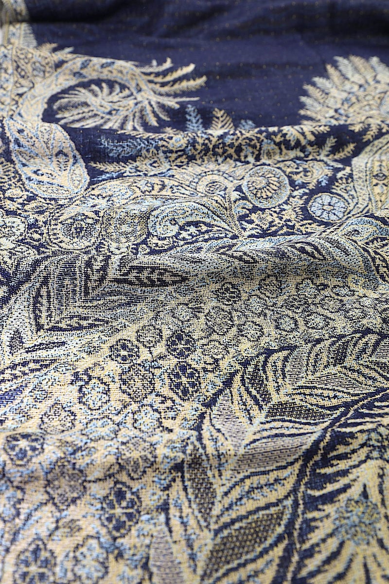 Achillea Soft Silky Reversible Paisley Pashmina Shawl Wrap Scarf w/Fringes (Big Paisley Navy) - Image 3